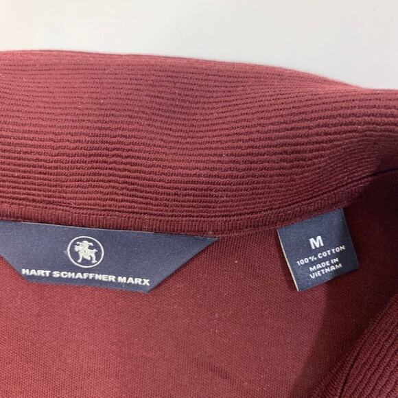 Hart Schaffner Marx Sweatshirt Mens Medium Garnet Red Cotton 1/4 Zip Pullover - Picture 5 of 11